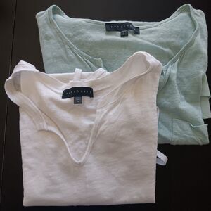 Sanctuary Bundle of 2 Linen Tops M/L White Mint Summer Beach Outdoor NWOT